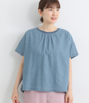 後タックシャツプルオーバー(インディゴブルー-L)