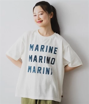 海を感じるプリントTシャツ(オフホワイト-M)