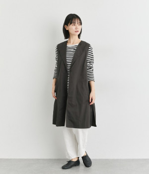 テーラード風ロングジレ(チャコール-L)