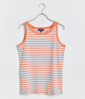 リブ編ボーダータンクトップ