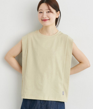 サイドタックノースリーブプルオーバー(イエロー×グレー-M)