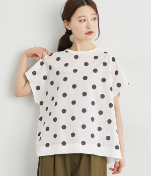 ドットプリントワイドプルオーバー(チャコール/オフホワイト×チャコール-L)