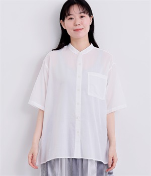 コットンAラインチュニックシャツ(オフホワイト-L)