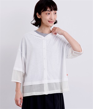 異素材コンビパーカー(オフホワイト-M)