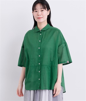 コットンヘム切替ロングシャツ