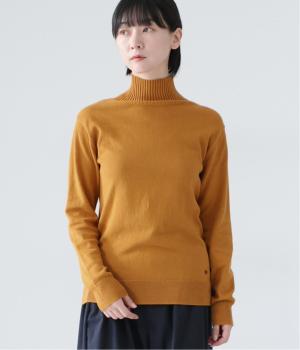 コットンワイドリブタートルニットプルオーバー(オレンジ-M)