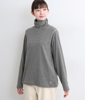 先染ボーダーフライスタートルプルオーバー(チャコール-L)