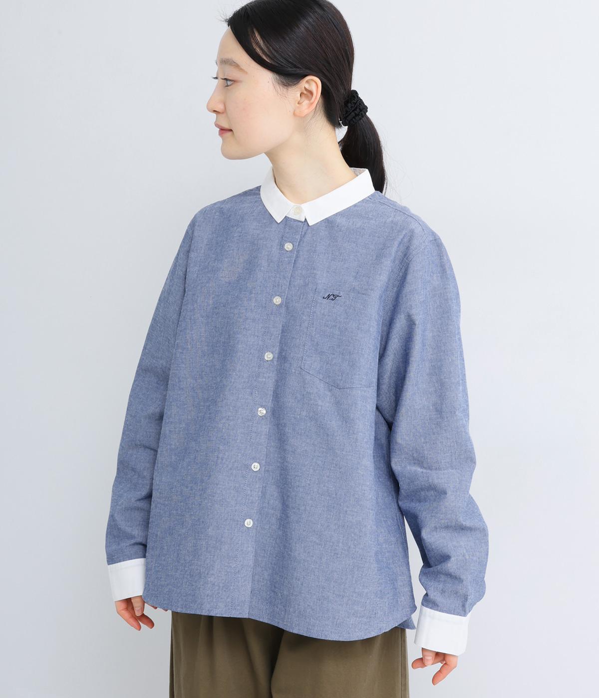 シャンブレークレリックシャツ(ブルー-M)