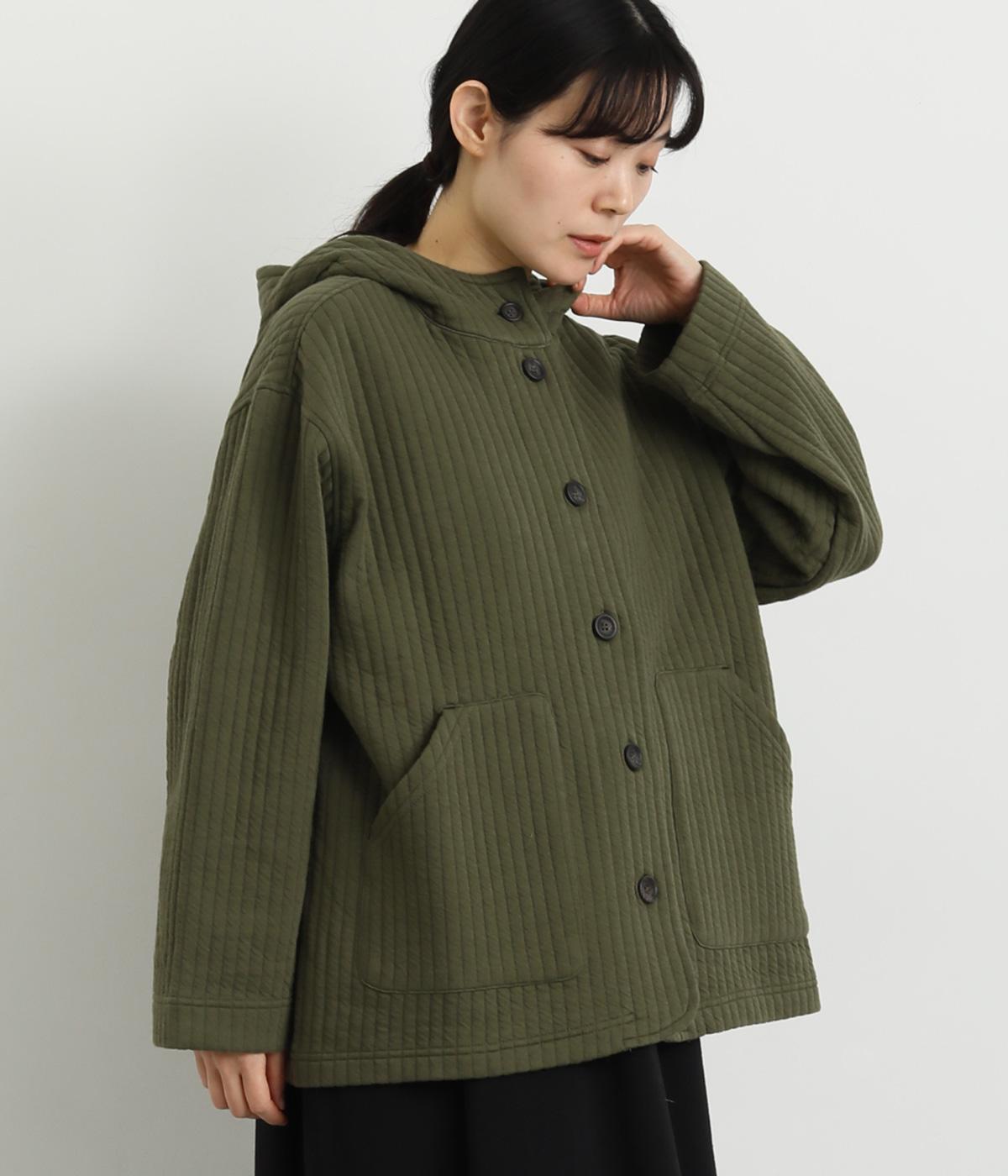 フーデッドキルトジャケット(カーキ-M)