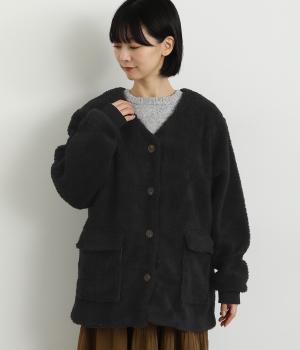 袖口リブボアワークジャケット(ブラック-L)