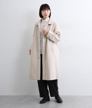 ステンカラーロングコート(アイボリー-L)