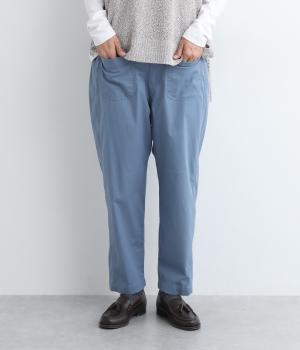 サイド切替スリムテーパードパンツ(ブルー-L)