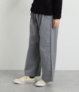 ストライプイージーパンツ(グレー-M)