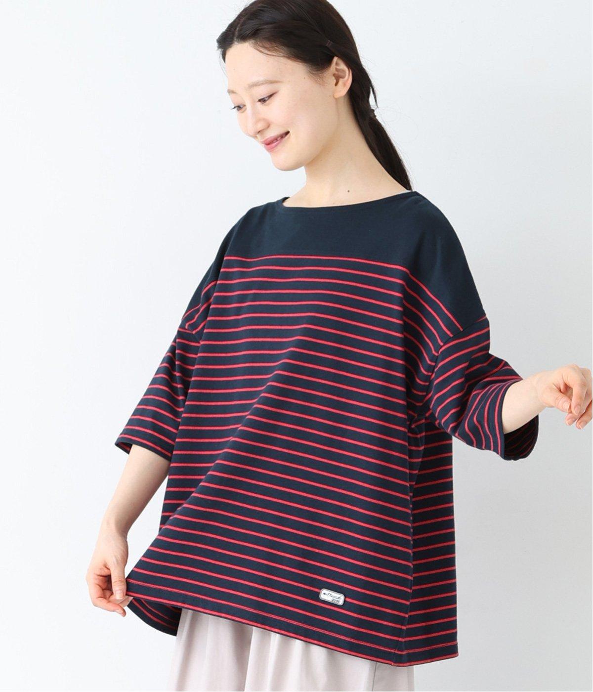 バスク風ボーダープルオーバー(ネイビー×レッド-M)