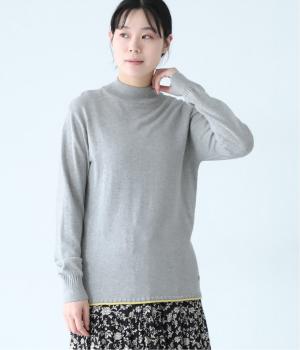 リブハイネックニットプルオーバー(ライトグレー-L)
