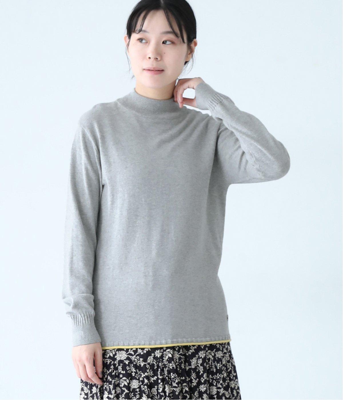 リブハイネックニットプルオーバー(ライトグレー-M)