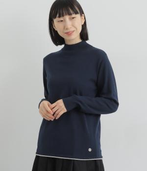 リブハイネックニットプルオーバー(ネイビー-L)