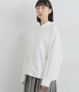ボタンダウン裾バルーンシャツ(オフホワイト-L)