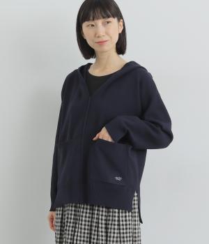 フーデッドニットプルオーバー(ネイビー-L)