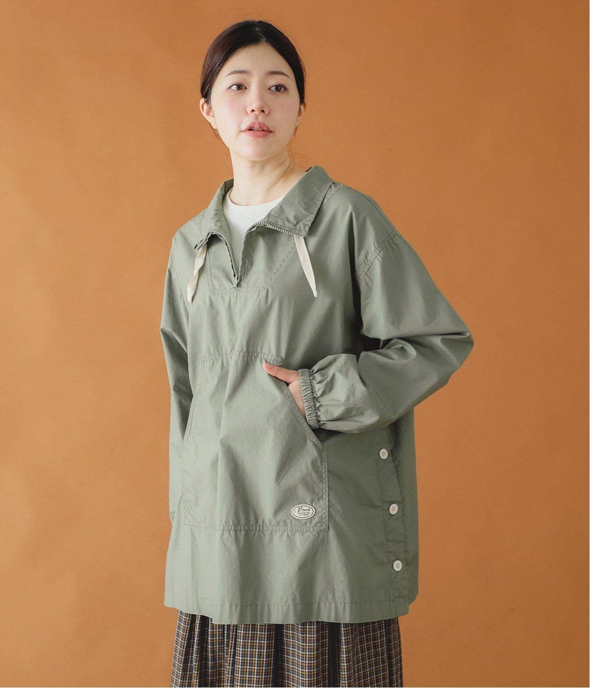 サイド釦アウトドアチュニック(オリーブ-M)