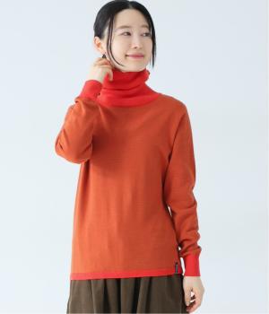 ボーダータートルニット(レッド-L)