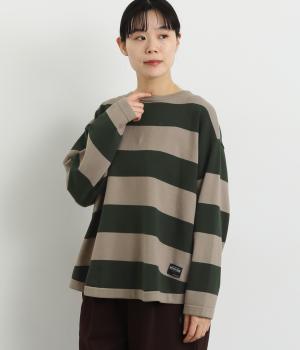 ボーダープレーティングニットプルオーバー(モカ-M)