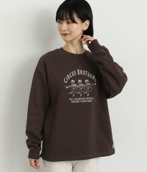 サーカスブラザーズプリントトレーナー(ブラウン-M)