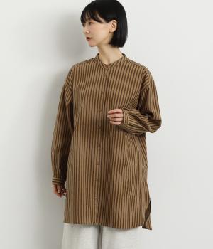 ストライプバンドカラーチュニック(キャメル-L)