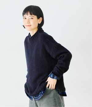 ガンジーニットプルオーバー(ネイビー-L)