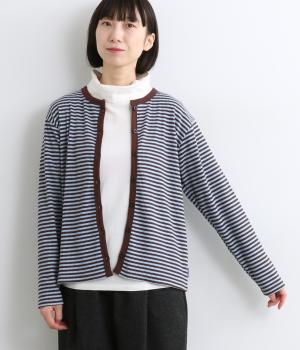 リブ編みカーディガン(ブラウン-L)