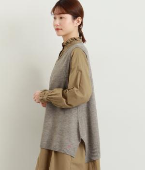 Vネックフレアベスト(グレー-L)