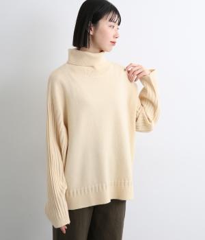 編地違いスリーブタートルプルオーバー(キナリ-L)