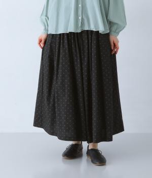 花柄ワイドギャザーパンツ(スミクロ-M)