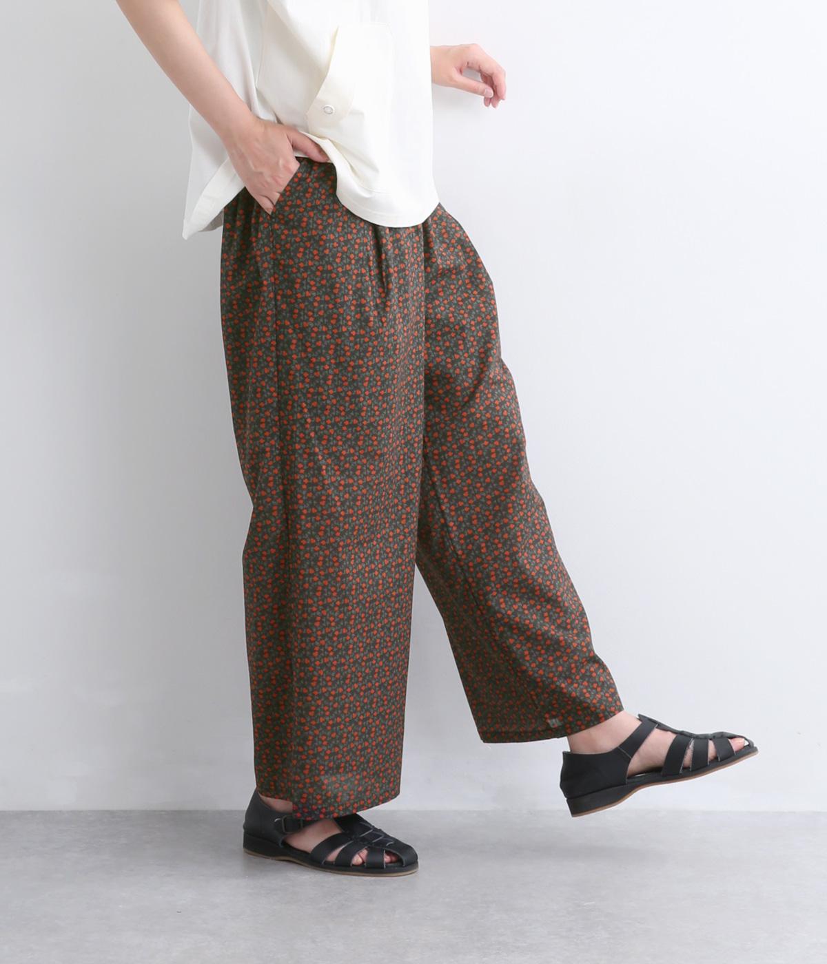 フラワープリントワイドパンツ(ブラック-M)