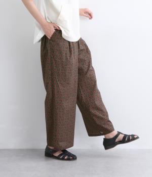 フラワープリントワイドパンツ(ブラック-M)