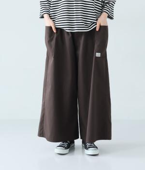 【7月中旬発売予定】サイドポケット付きワイドパンツ(ブラウン-L)