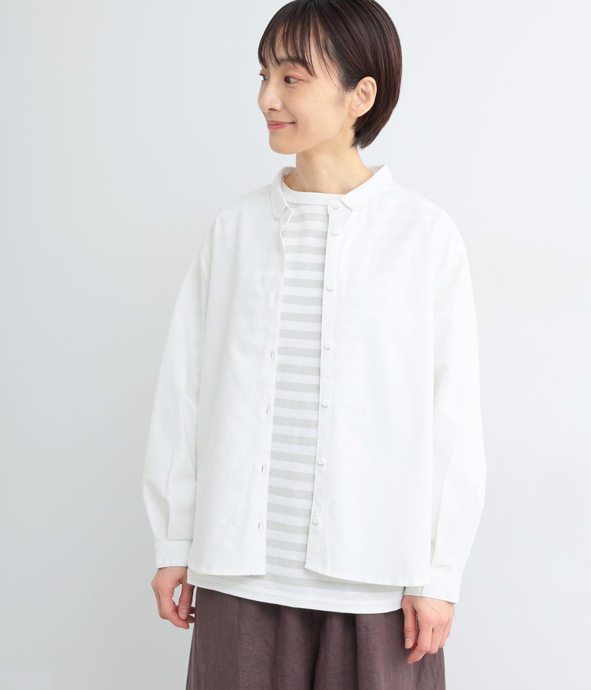 ラウンドヘムボタンダウンシャツ(オフホワイト-M)