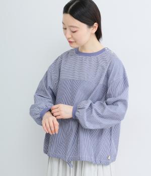 先染めストライププルオーバー(ネイビー-L)