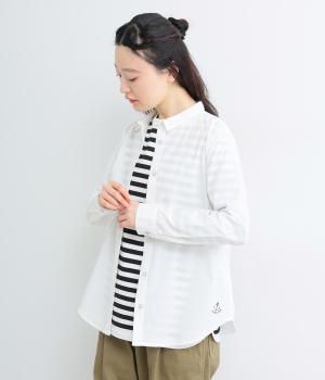 刺繍入りスタンダードシャツ(オフホワイト-L)