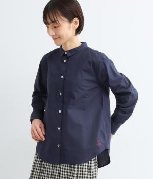 刺繍入りスタンダードシャツ(ネイビー-L)