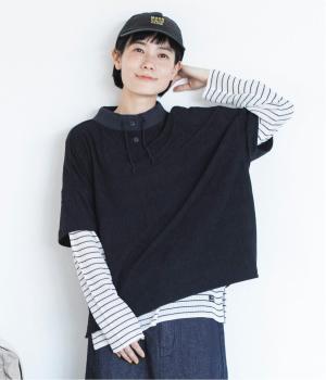 スタンドカラースクエアプルオーバー(ネイビー-M)