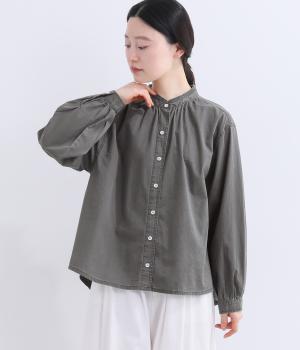 タック襟ギャザーシャツ