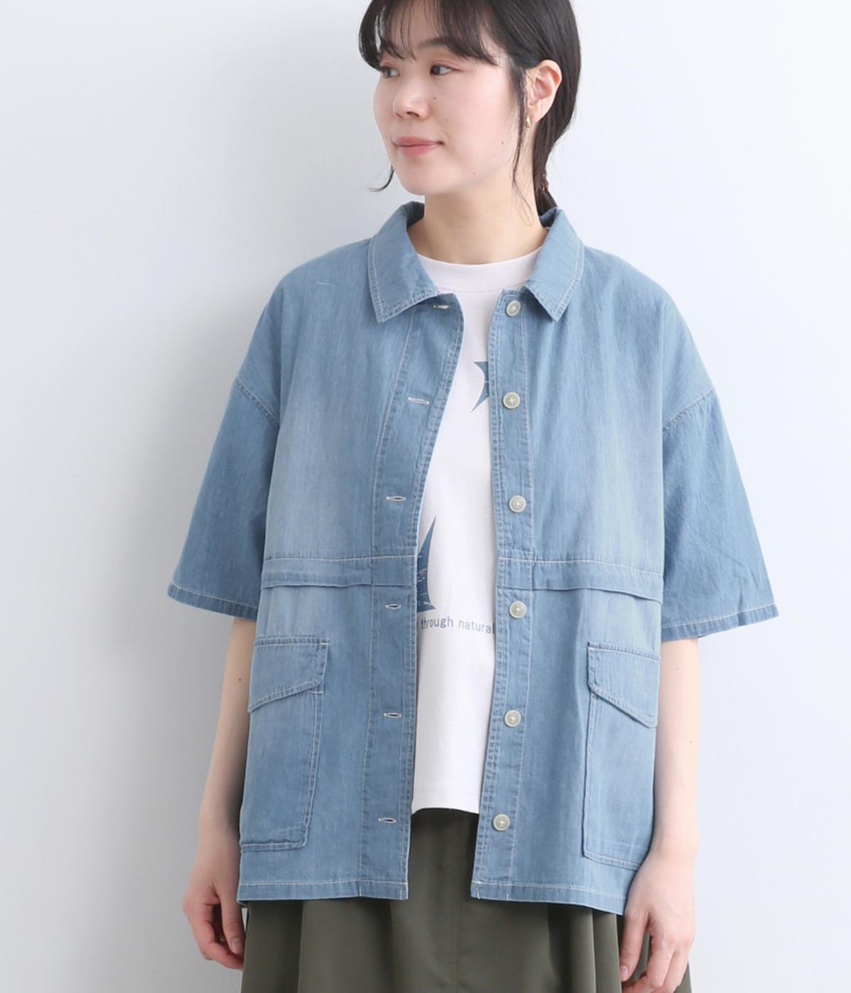 ワークデザイン　シャツジャケット(インディゴブルー-M)