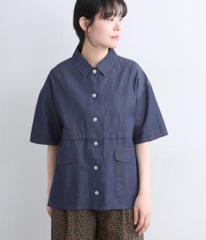 ワークデザイン　シャツジャケット(インディゴネイビー-L)