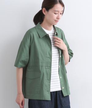 ワークデザイン　シャツジャケット(グリーン-L)