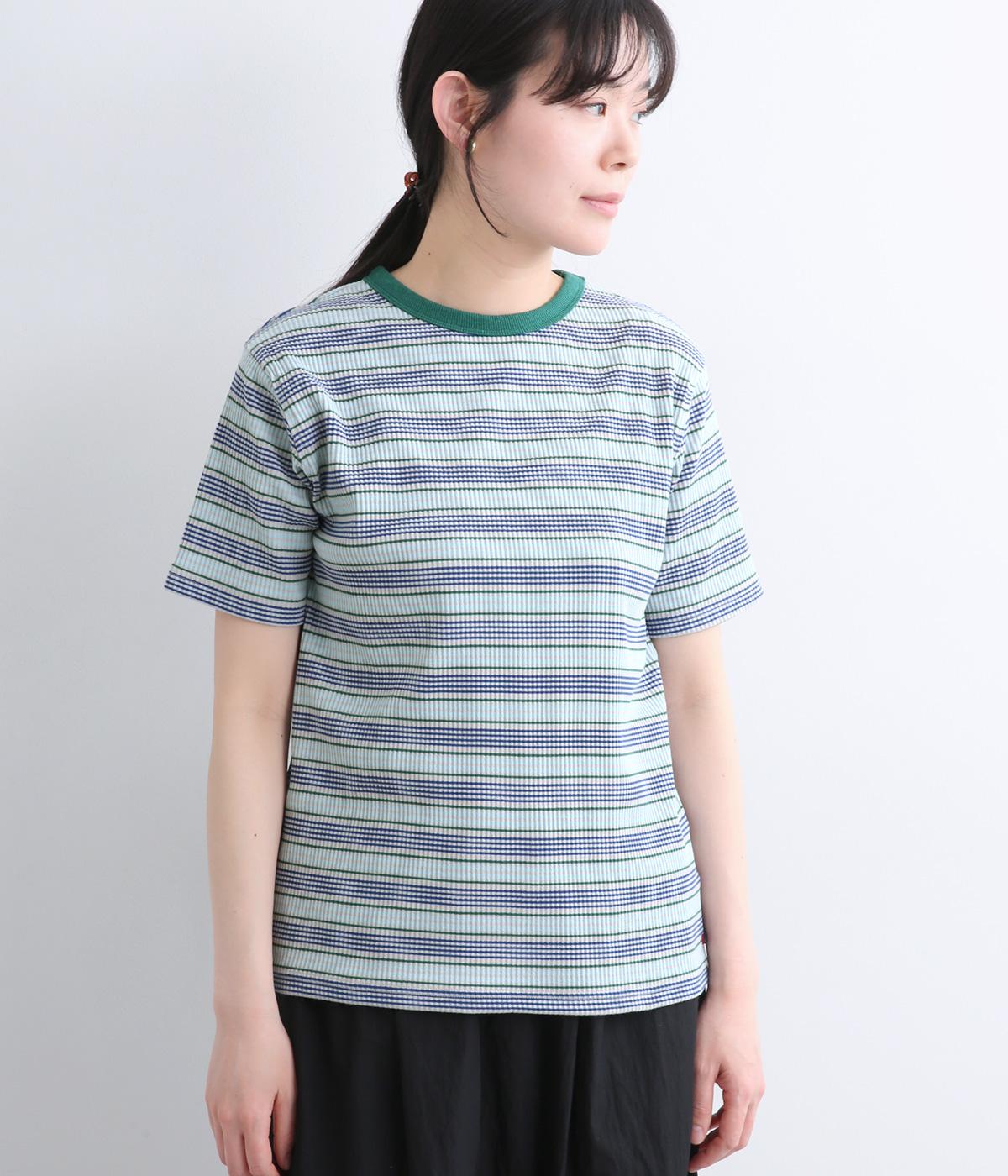 マルチボーダーTシャツ(グレー-M)