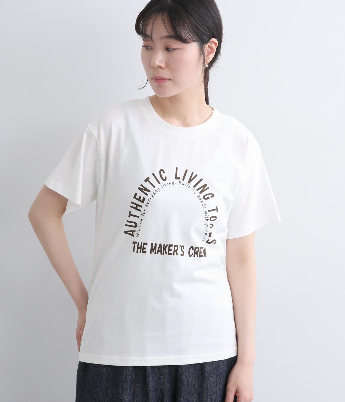 ロゴプリントTシャツ(オフホワイト-M)