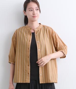 ストライプシャツ(ブラウン-L)