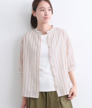 ストライプシャツ(オレンジ-L)