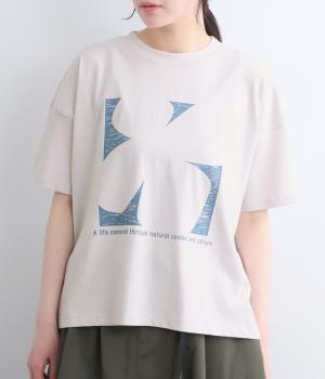 クローバープリントTシャツ(ライトグレー-M)